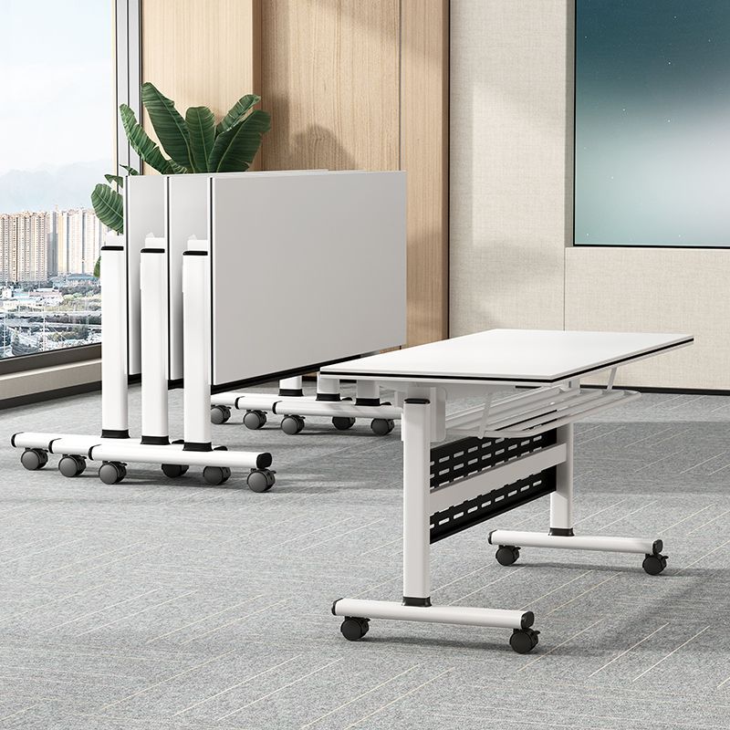 Folding Conference Table, Movable Splicing Long Table with Wheels, Multi-Functional Office Desk, Conference Room Folding Training Table