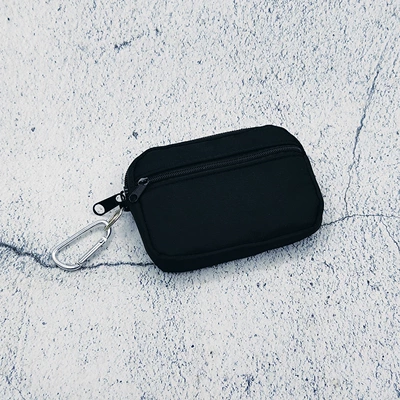 Static Rod/Key Bag – Canvas mini key and coin purse - 211-black-with-hook