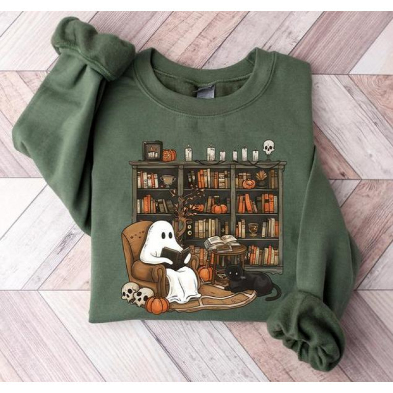 K 96056 Halloween Ghost Print Hoodie