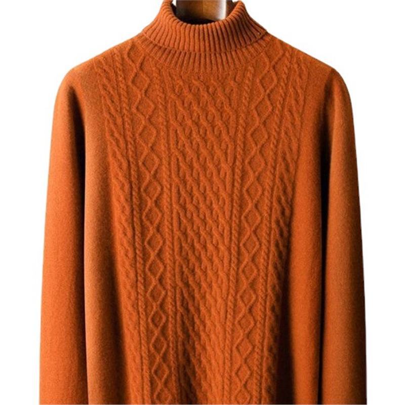 풀오버 클래식 니트베이스 셔츠 터틀넥 트위스트 가을과 겨울 긴 소매 두꺼운 스웨터 따뜻한 순수 울 스웨터 남성용