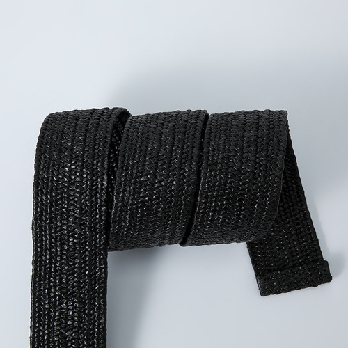 Korean version hot selling 4cm square buckle PP straw elastic elastic decorative belt for women small fresh candy color waist belt