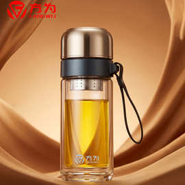 新双节盖迷你双层玻璃杯活动积分礼品加厚透明高硼硅广告茶水杯