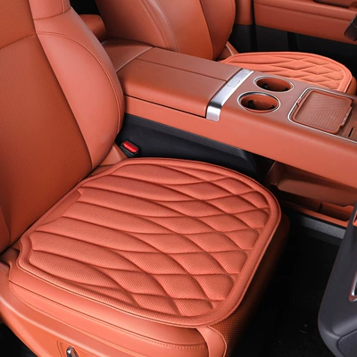 Car Seat Cushion Three-Piece Set, Seat cushion, seat cover - checkered-style-ideal-orange-main-and-co-pilot-two-pieces