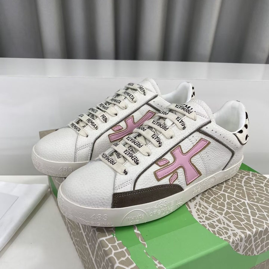 Cross-Border European and American High-End Trendy Luxury Rice-Shaped Shoes Low-Top Genuine Leather Comfortable Sports and Leisure Sneakers White Shoes for Men and Women