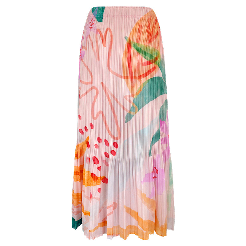 Nanyou Spring Skirt New Pleated Printed Japanese and Korean Casual A-Line Skirt High-End Small Fragrance Miyake New Style
