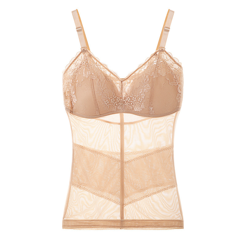 Verano delgado, sin costuras, hermosa espalda, transpirable, esculpir el cuerpo, abdomen, chaleco de fondo, malla para mujer, honda, ropa interior, almohadilla para el pecho fija