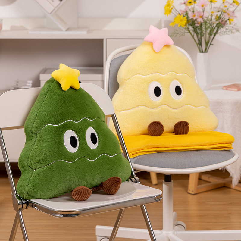 Cartoon Christmas Tree Two-in-One Pillow Sofa Cushion Office Sedentary Cushion Waist Cushion Christmas Gift