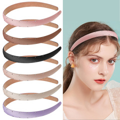 Amazon Bestseller Trendy Versatile Morandi Solid Color New Wave Point Fabric Water Diamond Headband 1.5cm