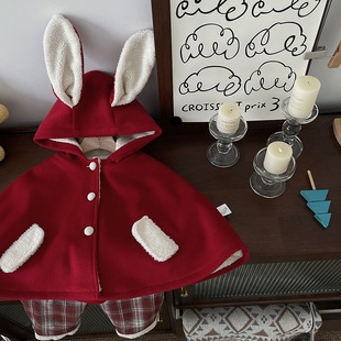 DW248434 Girls fleece-lined Children's Cloak 2024 Autumn and Winter New Children's fleece-lined Coat