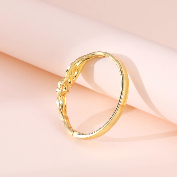 new heart bracelet simple geometric leaf design diamond opening fashion bracelet