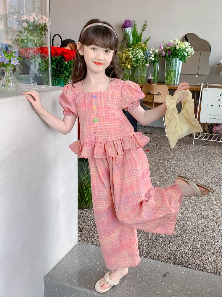 Traje de verano para niñas 2025 nuevo estilo occidental y de moda estilo nacional para niños Hanfu traje chino de dos piezas para niñas verano