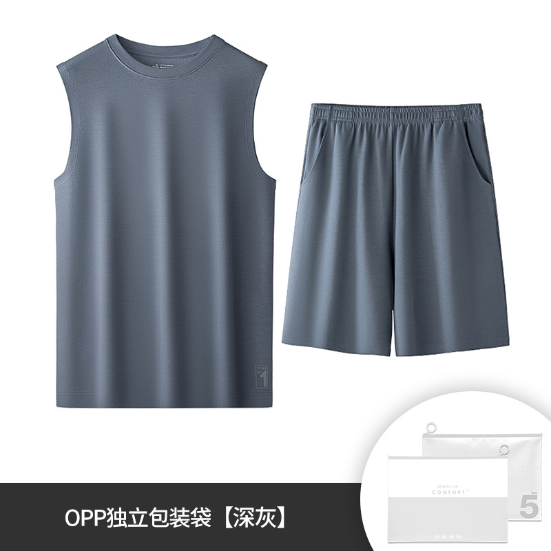 Primavera y verano nueva capa de aire jacquard de sarga tridimensional para hombres puede salir a deportes chaleco antiarrugas traje de pantalones cortos