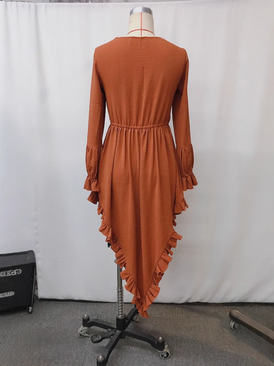 Summer Women's Wear Ruffled Floral Tassel Retro Solid Color Dress_ecoleips.com