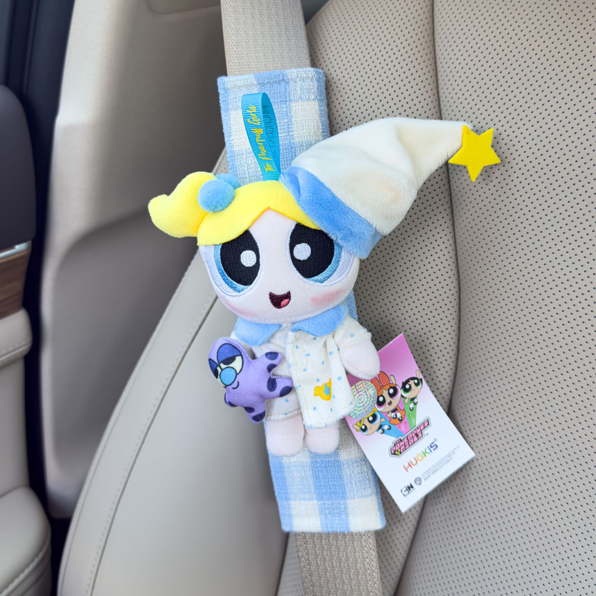 Authentic Powerpuff Girls Plush Doll Car Seat Belt Shoulder Cover Anti-Strangle Belt Car Decoration New Car Goodies