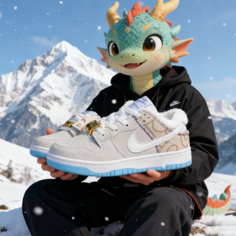 Putian Pure Original Aj Men's Shoes Dunk Dragon Head Skateboard Shoes Winter Cotton Student Kidsren's Sports Shoes Will Make Noise When Rubbed