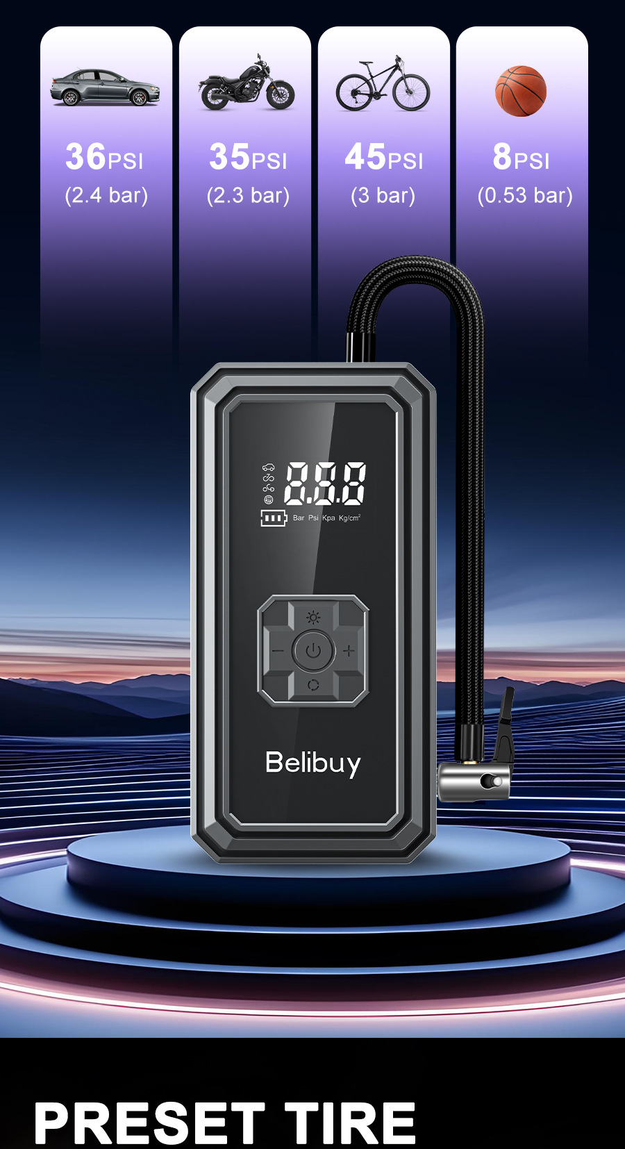 Car Air Pump Small Car Air Pump Electric Portable with Lighting Digital Display Inflatable Pump Electric Air Pump