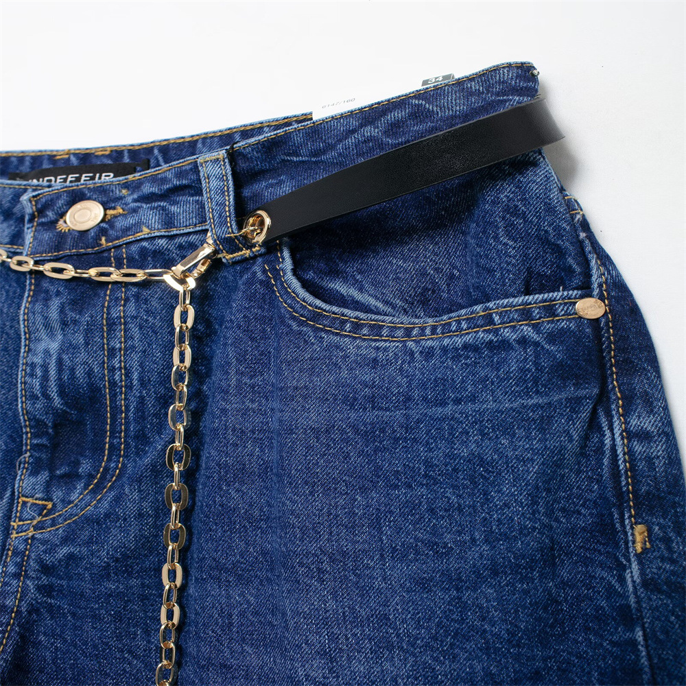 Completo due pezzi in denim da donna top smanicato e pantaloni_voghion.com