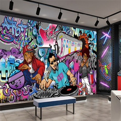 2F潮流塗鴉壁畫自粘個性嘻哈街舞牆貼防水整張不掉色服裝店裝飾壁