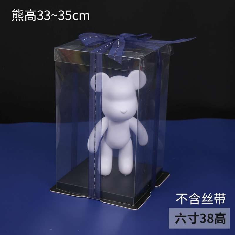검정색 배경과 9.8inch 높이의 정사각형 투명 커버(33-35cm 곰에 적용 가능), 투명 유체 곰 포장 상자
