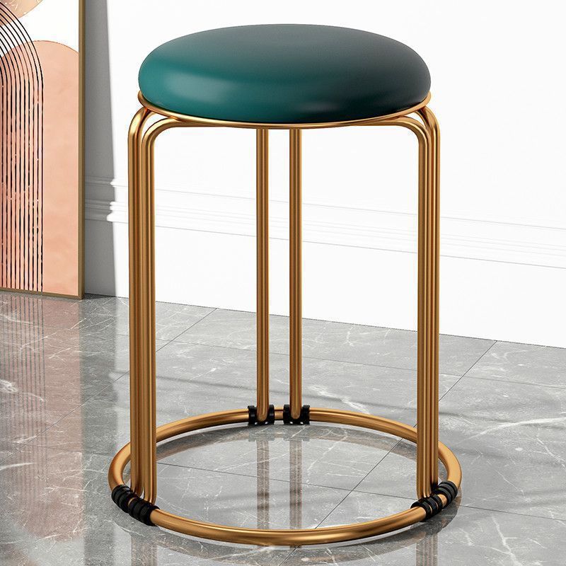 [굵은 6열 솔리드 스틸바-골드다리] 다크그린-가죽