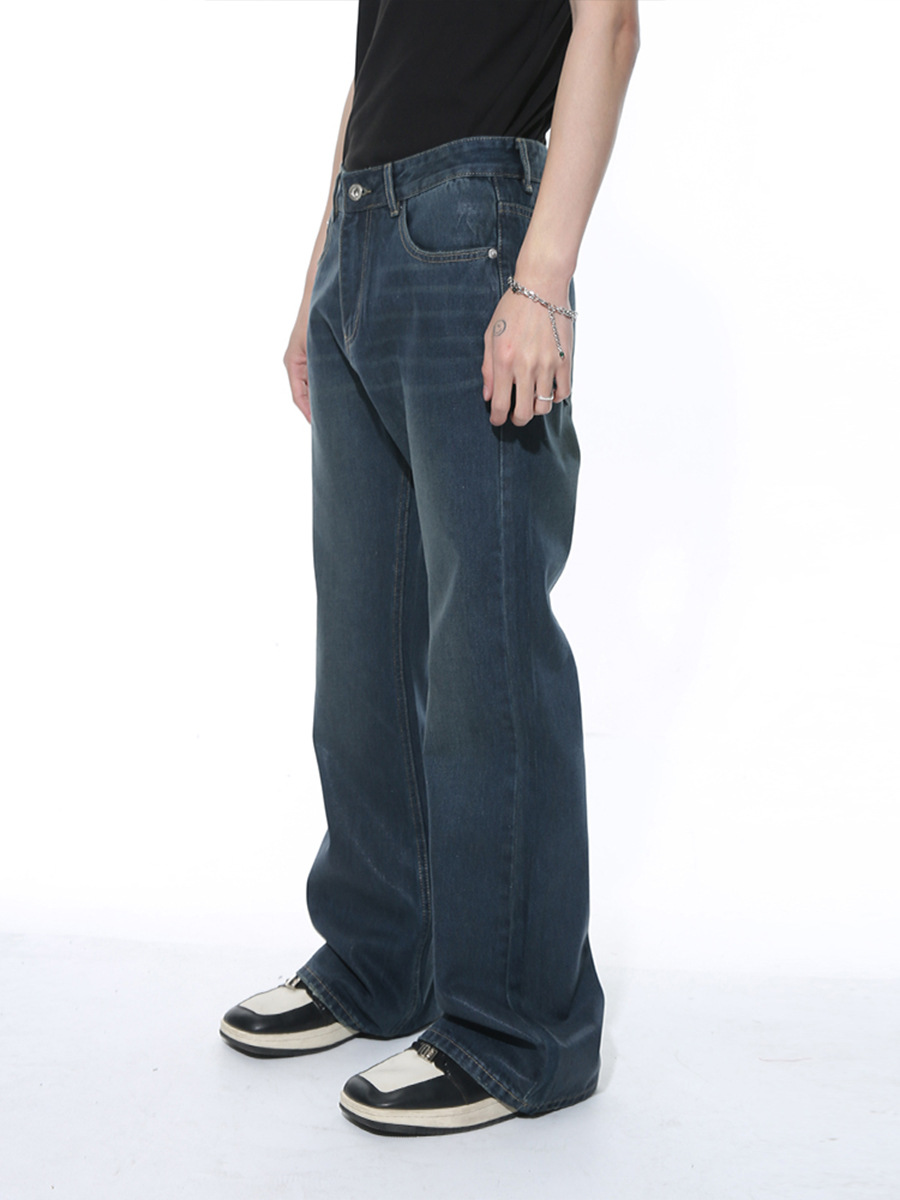 MTLCLOTHES Hombres| Revestimiento de cera americana azul microplacer delgado deslizante lavable jeans moda