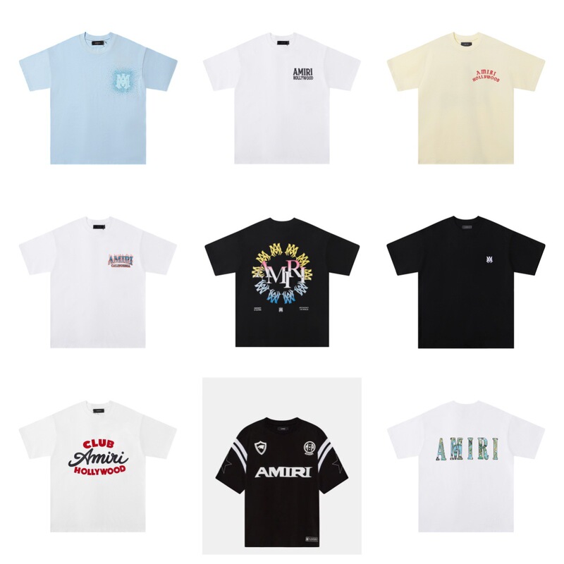 Cross-Border New Model 2626Ss Amri High-End Version Round Neck Short-Sleeve Trendy Brand Printed Letter Pattern Loose Casual T-Shirt