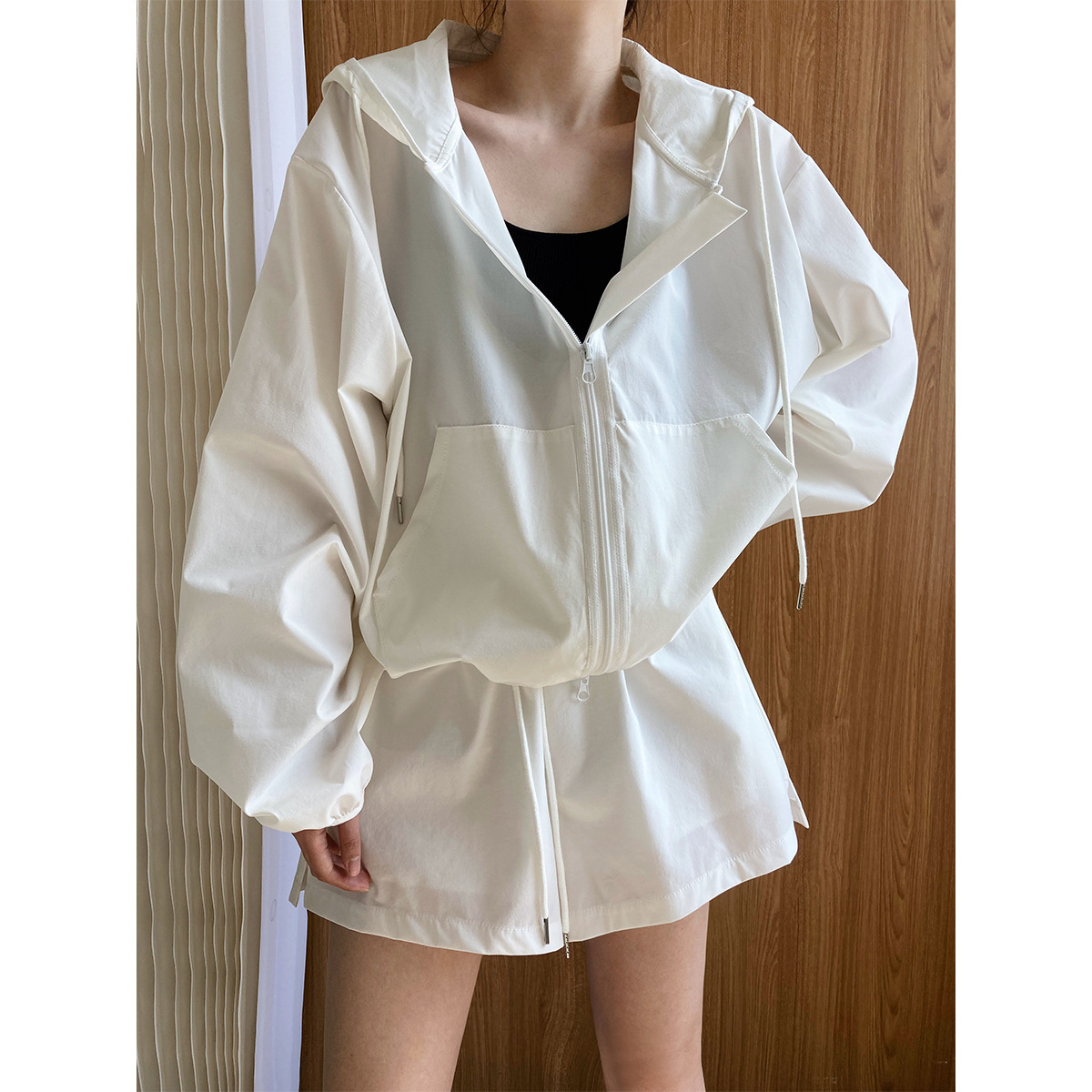 Ns Fashion Casual Suit Women's 2025 New Wide-Leg Shorts Sports Hooded Sun Protection Clothing Two-Piece Set 2121