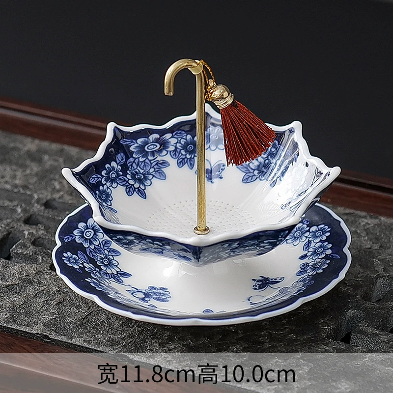 Creative blue and white umbrella, ceramic tea, accessories, decorations