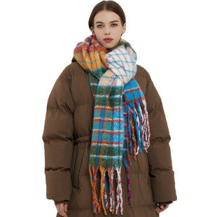 Neu Imitation Mohair Regenbogen Plaid frauen Winter Schal Verdickt Warme Schal_voghion.com