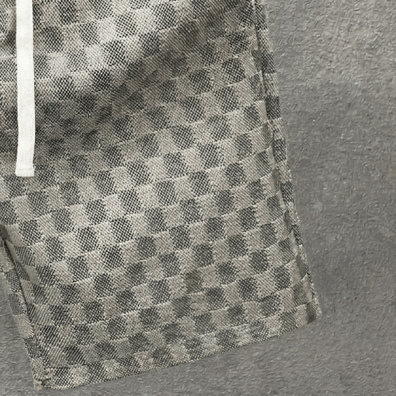 Men's Summer Casual Houndstooth Print Shorts, Loose Fit Straight Leg 5-Inch Inseam High Street Retro Style Shorts For Daily Streetwear_viptrois.com