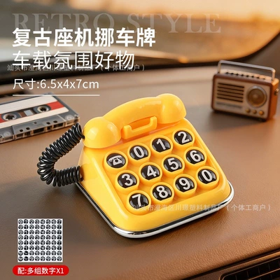 temporary parking sign, license plate sticker, Nömrəli dayanma kartı - retro-telephone-for-moving-car-license-plates-yellow