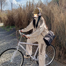 跑步休闲运动服长袖薄款套装女学生春秋宽松韩版外套一整套百搭潮
