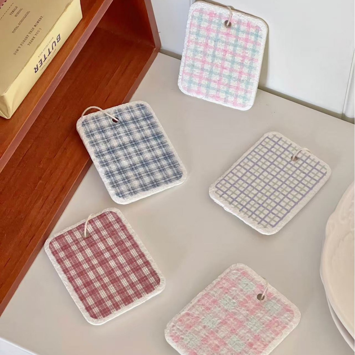 Chef Lele simple wood pulp cotton absorb water and become larger in seconds dishwashing and brushing pot artifact plaid imported from Germany wholesale of wood pulp cotton