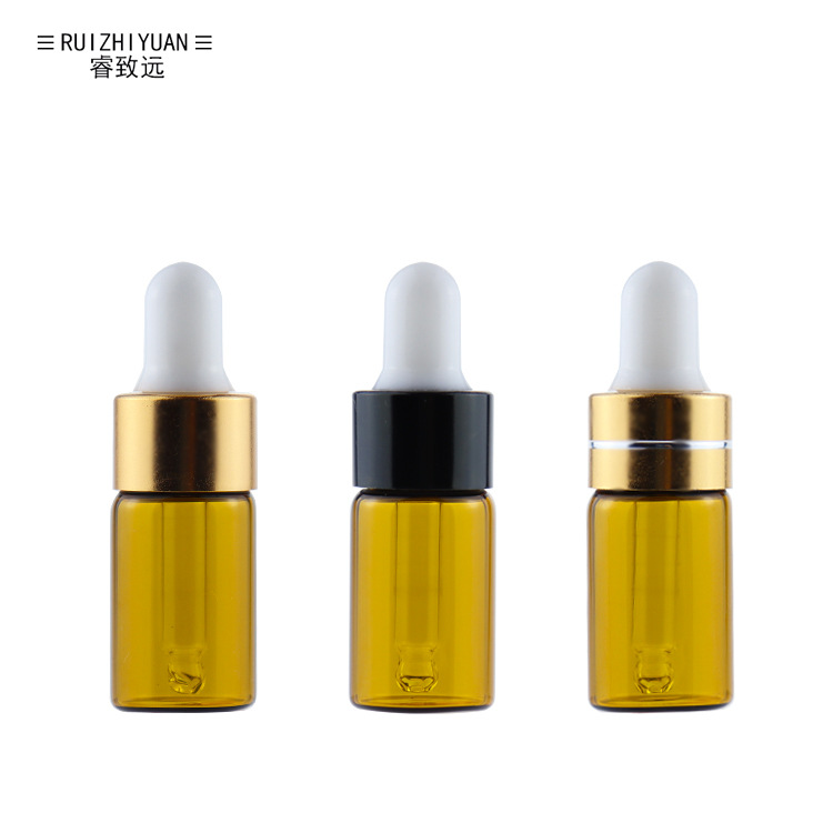 3ml透明/棕色管制螺口小精油瓶 玻璃分装瓶 滴管瓶 小样瓶整套价