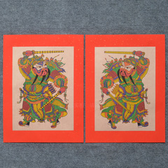 Door God Woodblock New Year Pictures Red Background Wumen God Door Stickers Town House Retro Nostalgic Style Spring Festival Couplets for the Year of the Rat