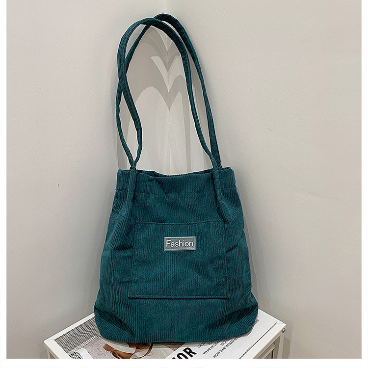 Japanese-style casual and artistic handbag, ins letter-embroidered canvas shopping bag, trendy and fashionable corduroy single-shoulder bag undefined