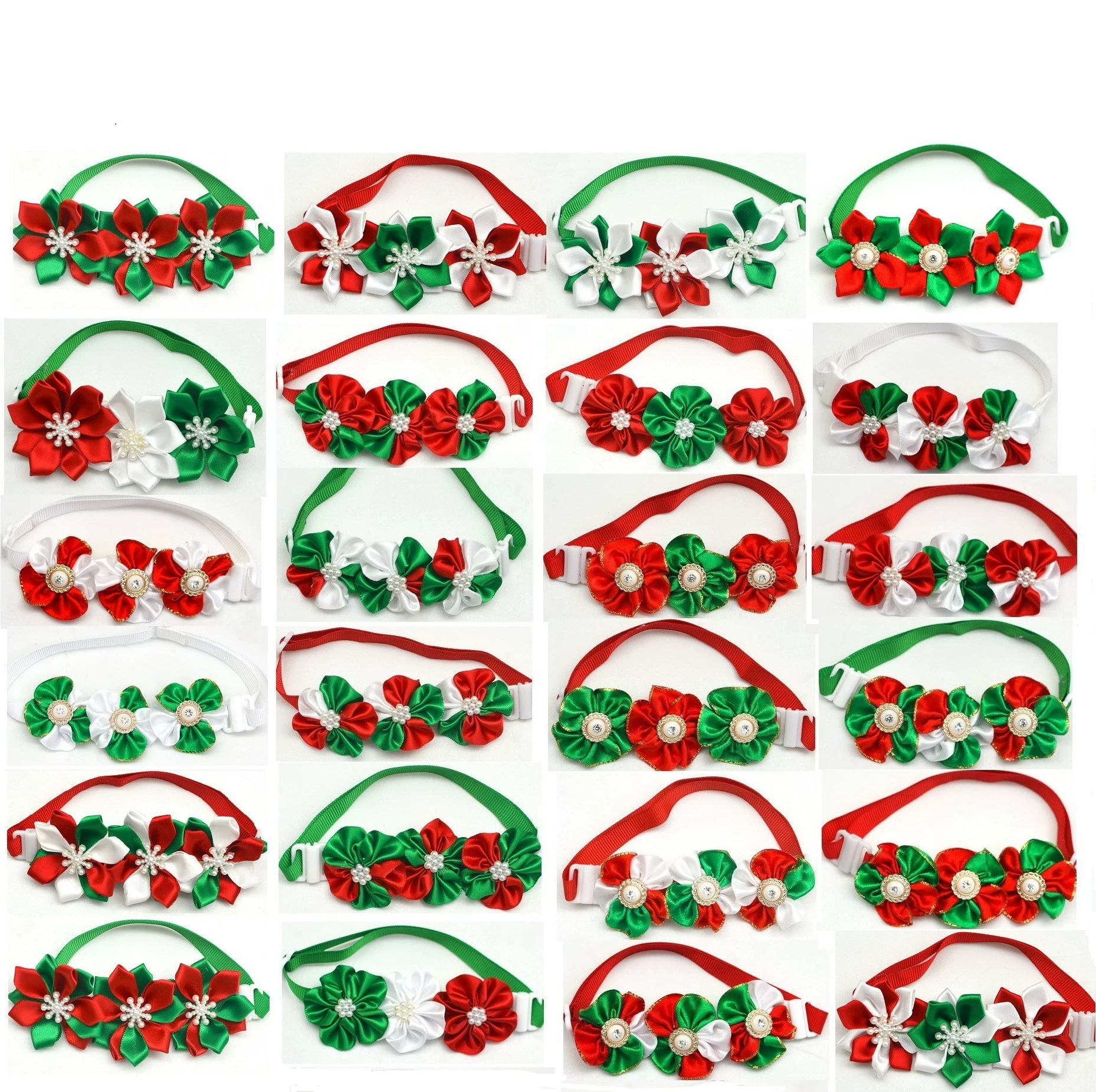 Рождественская серия Галстуки-бабочки для домашних животных Праздничные галстуки-бабочки Кошачьи галстуки-бабочки Рождественская резинка с наголовником для домашних животных
