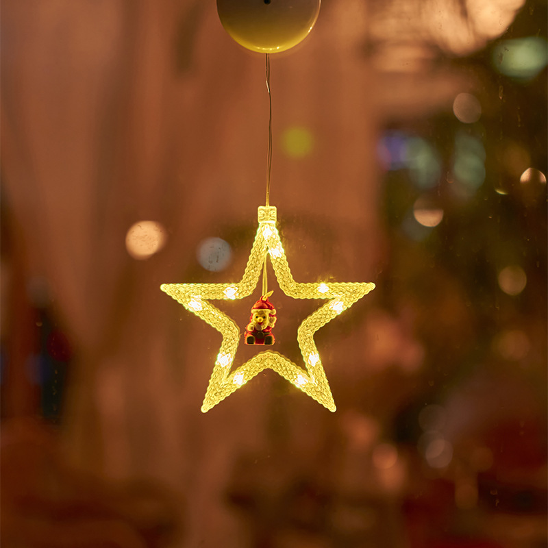 Navidad transfronteriza ventosa luz decoración de la escena de Navidad decoración de la luz de la ventana de la luz blanca cálida de Navidad