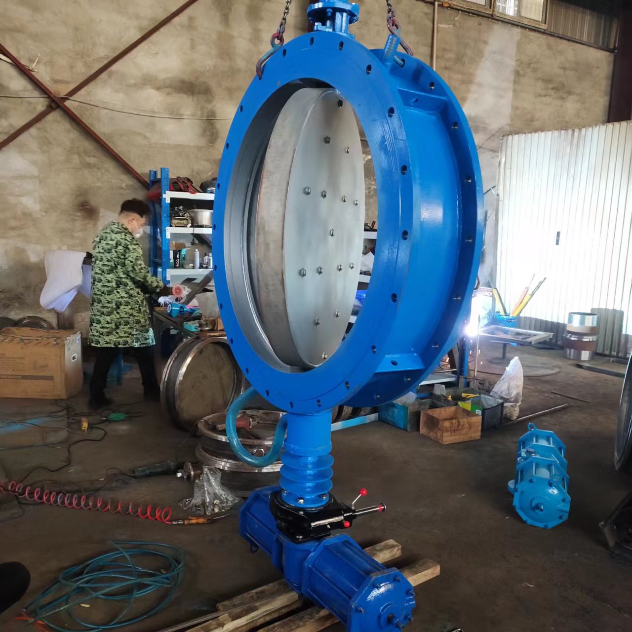 气动水冷蝶阀DT641-2.5C手动/气动耐高温水冷蝶阀