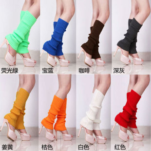 Cross-border Adult Foot Cover Fluorescent Color Woolen Socks Stacked Socks Fall/Winter Men's and Women's Knitted Foot Cover Candy Color Leg Cover