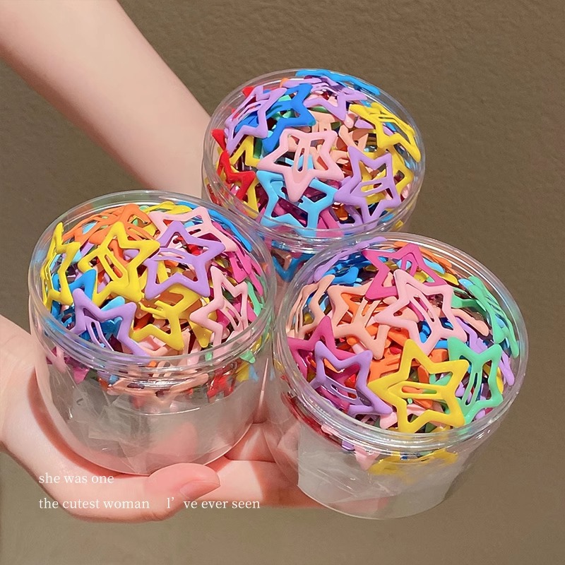 Linda estrella Y2K horquilla clip lateral femenino flequillo bb clip horquilla tarjeta de color dopamina para niños tocado