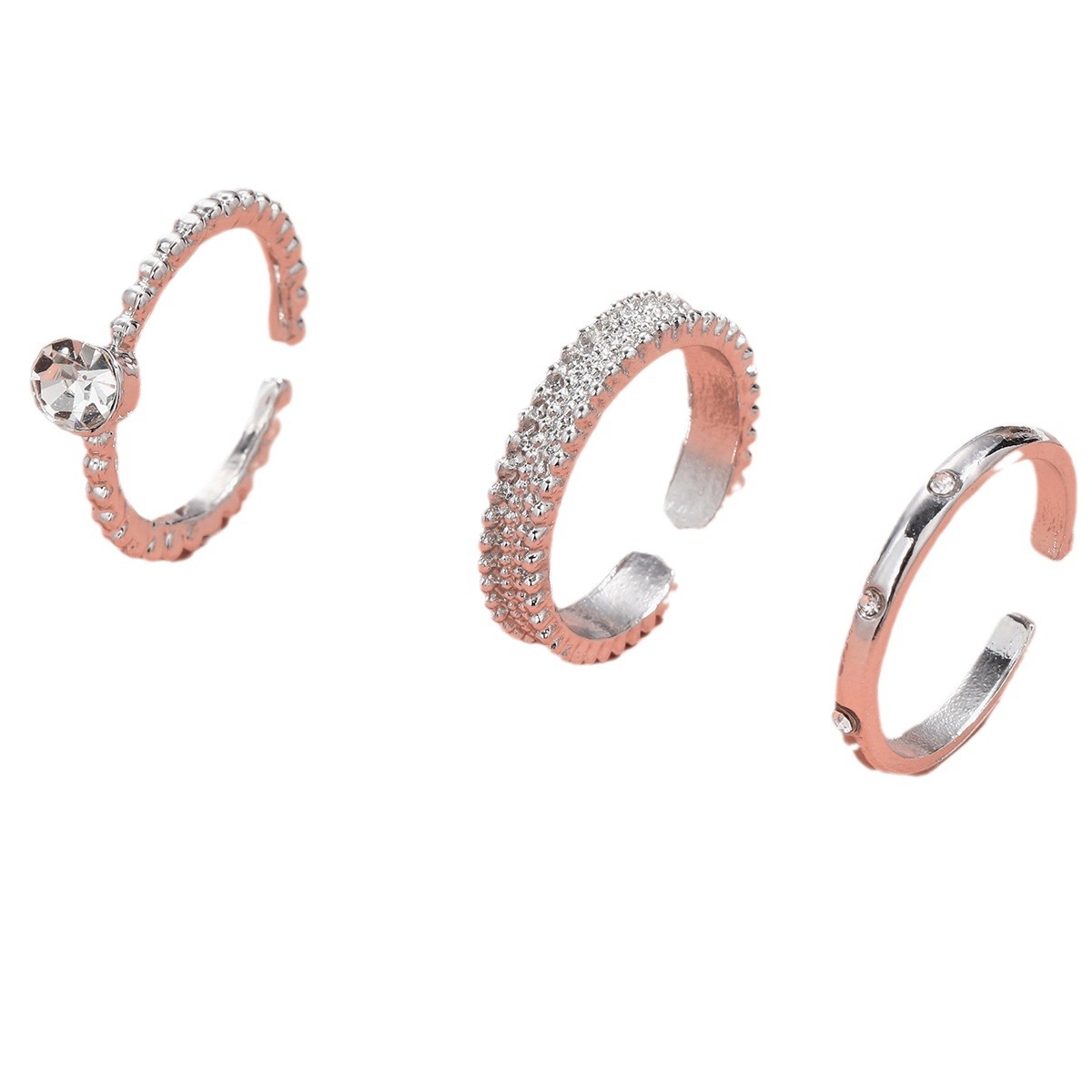 Stackable Minimalist Ring Set With Cubic Zirconia For Women_voghion.com