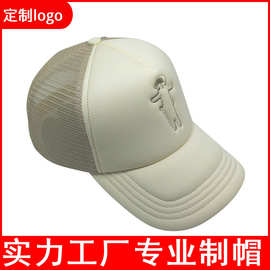 动物帽网眼卡车司机帽光板平沿货车帽遮阳太阳帽刺绣logo海绵网帽