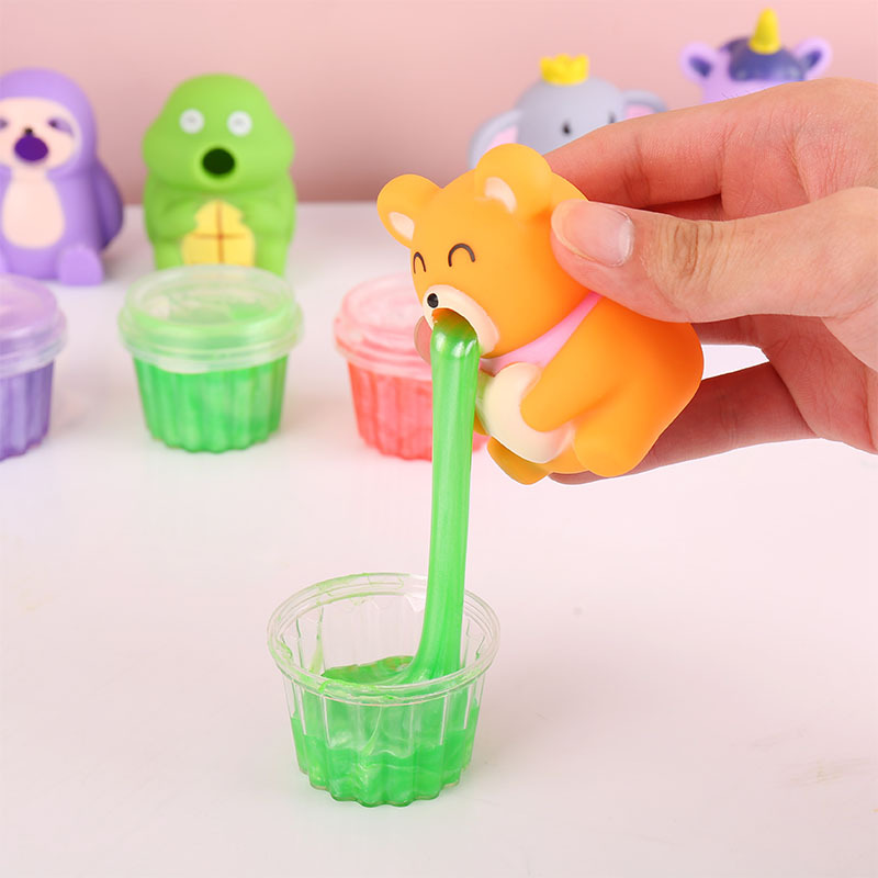 Cross-border Amazon Cartoon Vomiting King Slime Pinch Music Trick Decompression Artifact Squeeze Venting Vomiting Toy