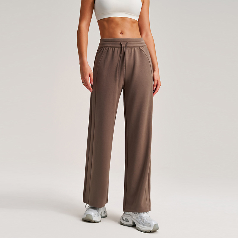 Pantalones deportivos de cuerda recta, cintura alta, pantalones casuales sueltos, piernas delgadas, pantalones deportivos al aire libre para correr