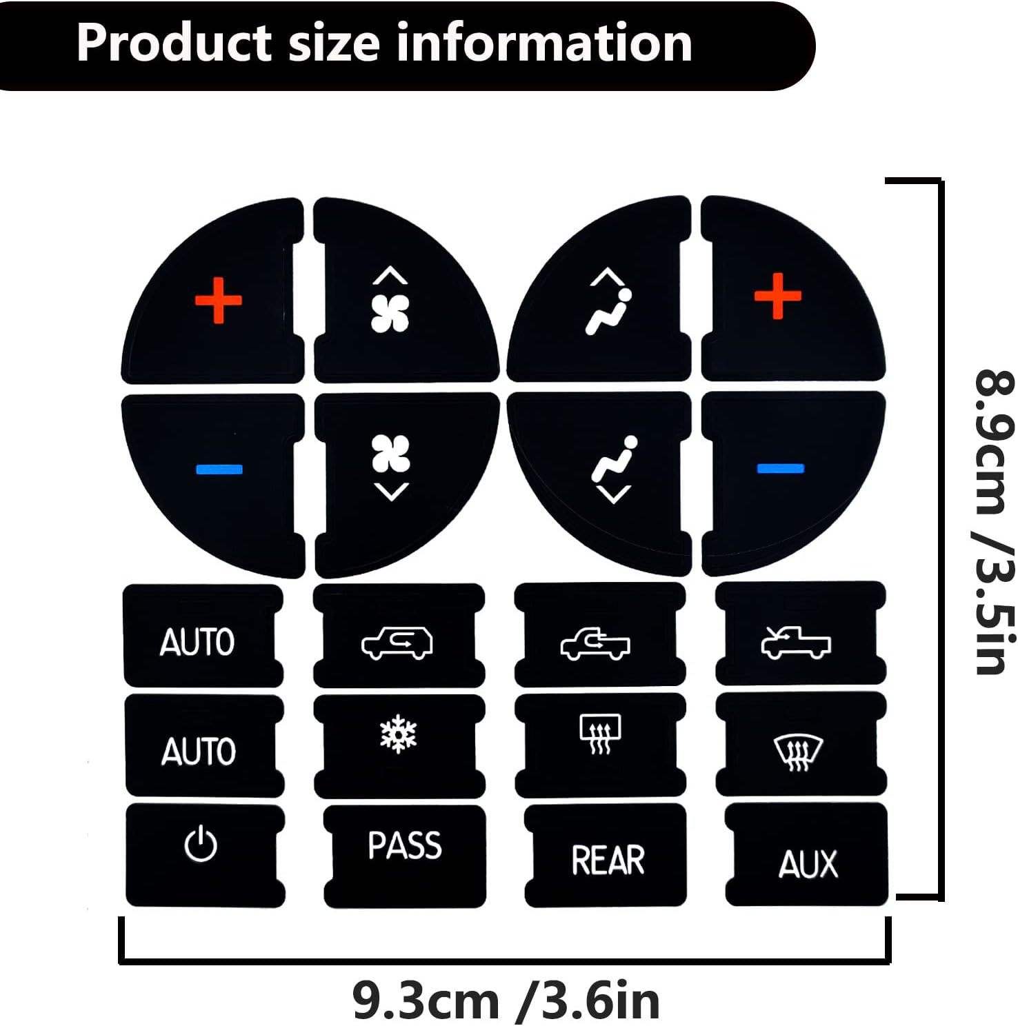 Car AC Dashboard Button Repair Kit Sticker, Car Faded Air Conditioning Control Button Decal_voghion.com