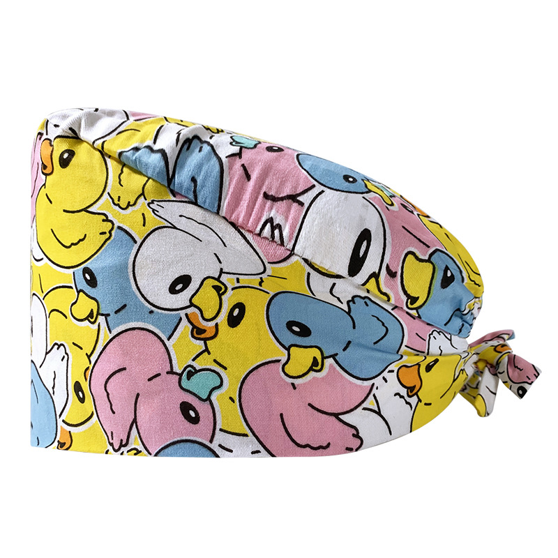 Gorro de Enfermera Coreano Fresco y Lindo, 100% Algodón, Gorro de Médico, Dentista, Estética y Salón de Belleza con Estampado Lindo.