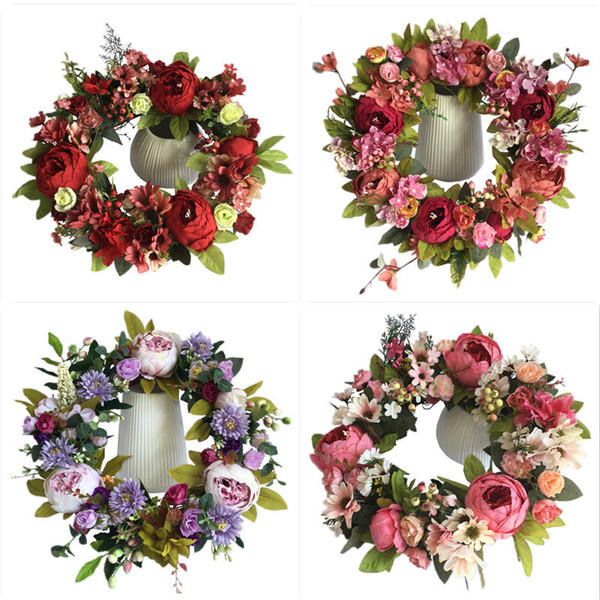 New European and American simulation peony flower ring door lintel…