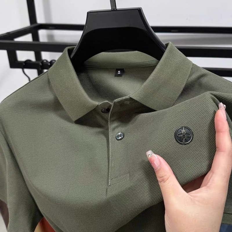 大きいサイズのトレンディなブランドカウンター本物の半袖 Tシャツメンズポロ Tシャツ 2025 夏の新しいお父さん着用紳士服|undefined
