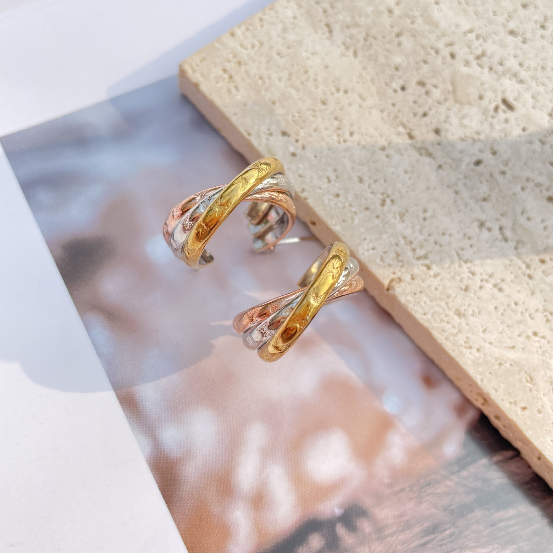 Fashion C Shape Stainless Steel Plating Earrings 1 Pair